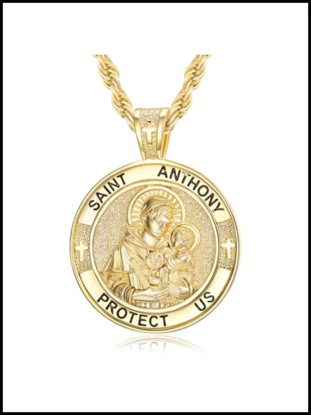 14K Gold Plated St Dymphna Pendant Necklace Catholic Religious Gift with Rope